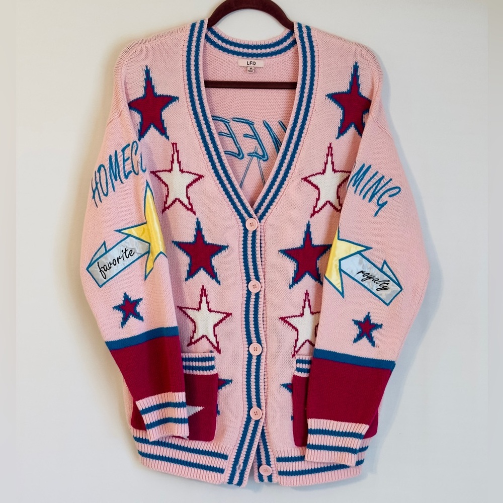 LFD Pink Homecoming‎ Queen Patterned Cardigan Jacket Small